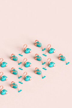 3D render of vacuum cleaners in rows
