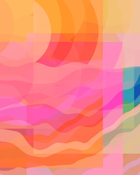 Bold Abstract Sun And Ocean Wave Layered Illustration