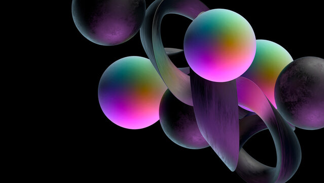 Transparent rubber and rainbow spheres.