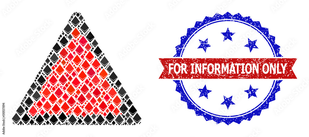 Poster vector jevel collage danger triangle template icon, and bicolor dirty for information only seal. red
