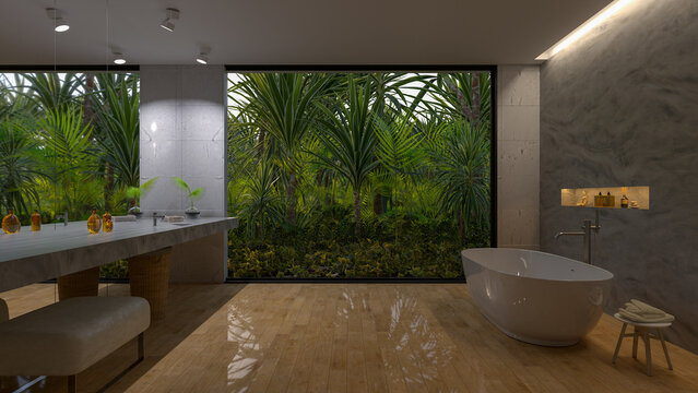 Modern bathroom in the jungle