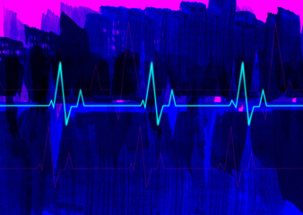 Heartbeat pulse cardiograph with ink textures