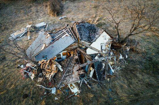 An old house on the prairies destroyed..