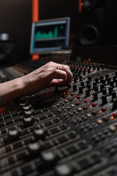 Anonymous Man Working In The Music Studio