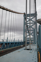 Philadelphia, Pennsylvania, USA - December 15 2021: Benjamin Franklin Bridge in Philadelphia.