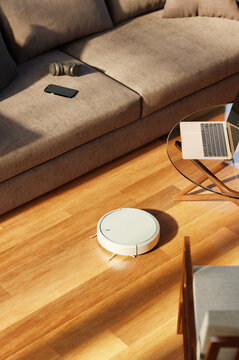 Smart home concept robot vacuum cleaner 