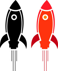 Rocket outline icon vector illustration color.eps