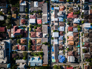 Aerial view of a residential neighborhood in Bangkok, Thailand