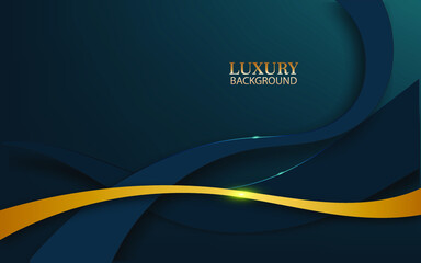 luxury background With golden curves on the dark green , vector illustration.