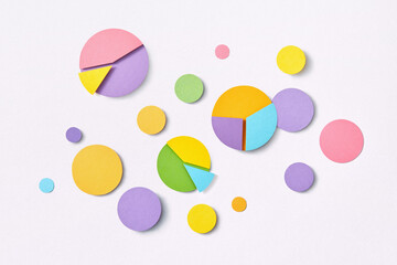 Papercut diagrams in colorful papercraft