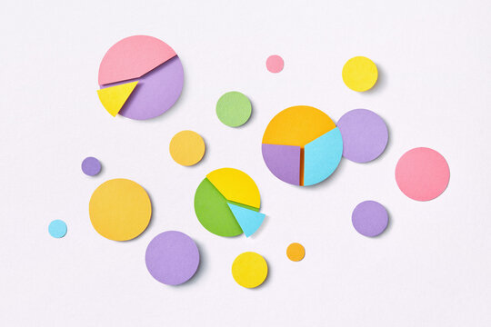 Papercut diagrams in colorful papercraft