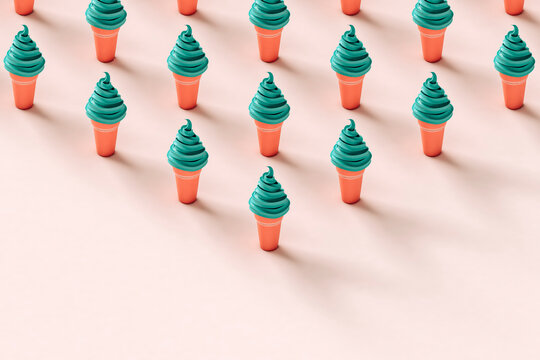 3D illustration of ice creams