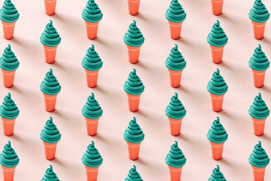 Pattern of cones with ice cream