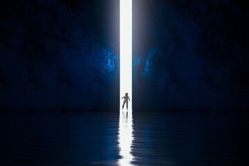 Astronaut in a futuristic setting