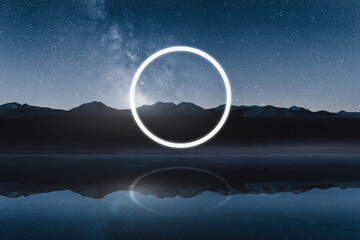 Luminous circle in the lake