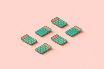 collection of colorful calculators