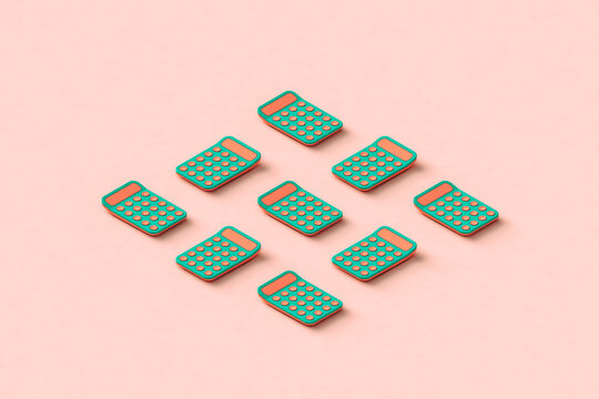 rhombus of green and pink calculators