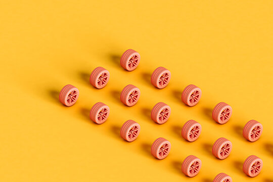 rectangle from pink car wheels