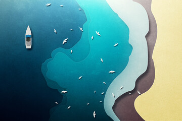 Ocean shore from above