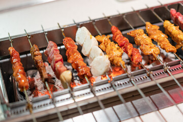 Kebabs on a charcoal stove