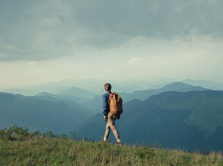 Young woman hiking in the back country 