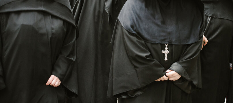 Orthodox Christian women in typical processional dress