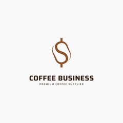Coffee bean and dollar logo