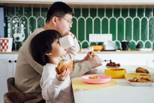 Father and daughter at home