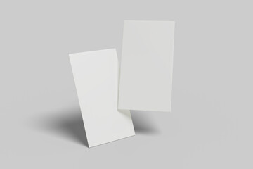 Realistic blank vertical card illustration for mockup. 3D Render.