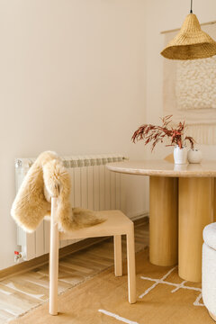 Wooden dining table and chair