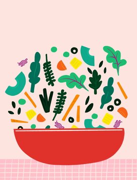 Colorful healthy salad. Food illustration