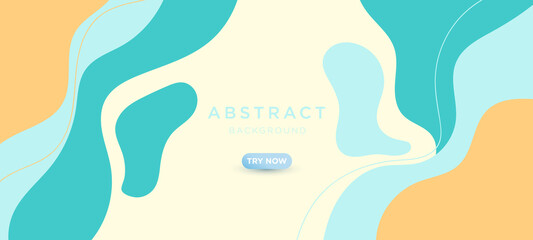 Beautiful pastel social media banner template with minimal abstract organic shapes composition in trendy contemporary collage style	
