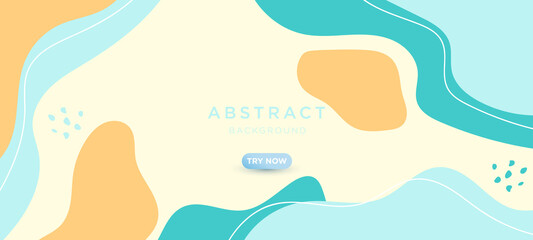 Beautiful pastel social media banner template with minimal abstract organic shapes composition in trendy contemporary collage style	
