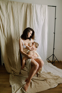 
portrait of a breastfeeding woman