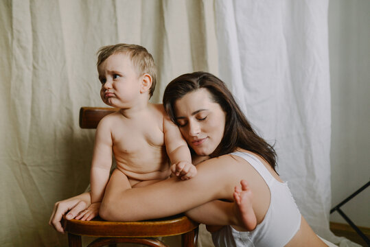  portrait of woman and child