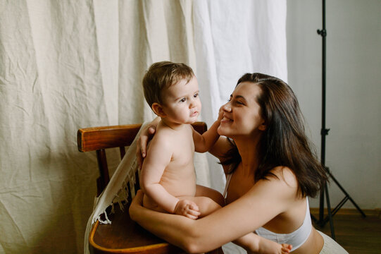  portrait of woman and child