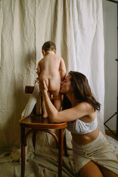  portrait of woman and child