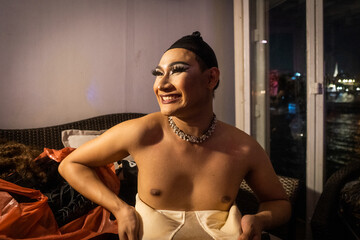 Drag queen gets ready