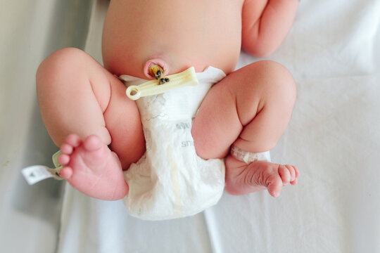 closeup view of newborn baby's legs