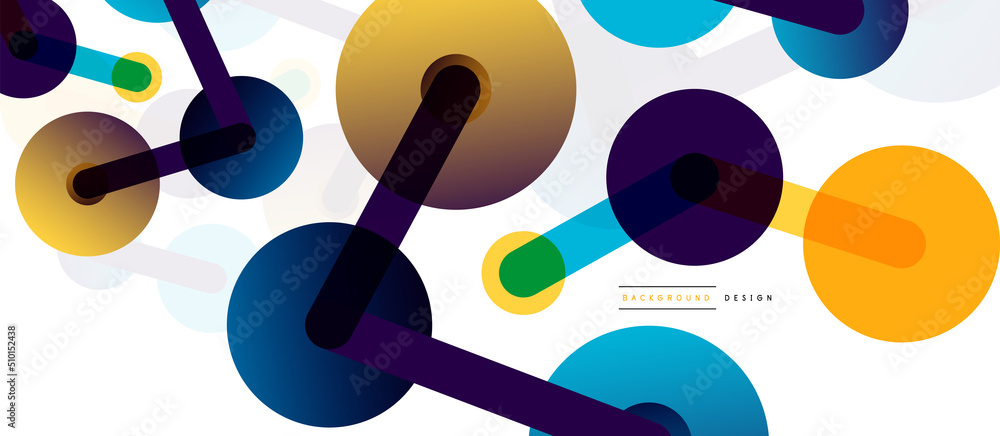 Poster line points connections geometric abstract background. circles connected by lines. trendy techno bus