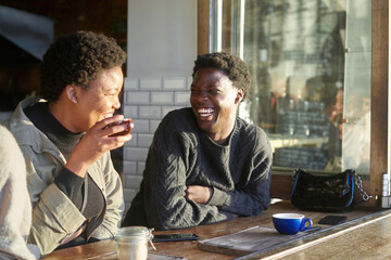 Work colleagues at a neighbourhood cafe
