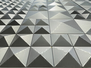 metal wall with geometrical pattern