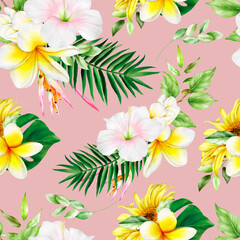 Obraz premium hand drawing summer floral seamless pattern design