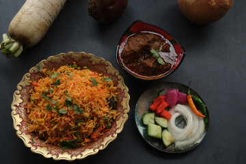 Mutton Curry with Mango Lassi and Pulao
