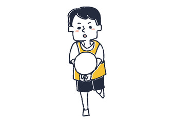 バレーボールをしている男の子　体を動かし元気よく遊ぶ子供たち