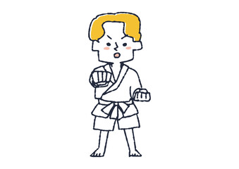 空手をしている男の子　体を動かし元気よく遊ぶ子供たち