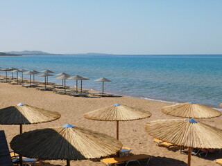 View of the famous Kourouta beach in the western Peloponnese in Greece