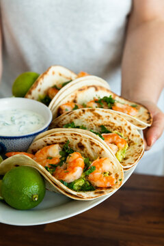 Just prepared shrimp tacos