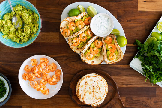 Just prepared shrimp tacos
