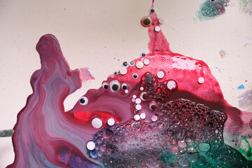 Closeup of the process of creating a watercolor painting